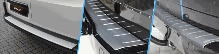 Vergelijking tussen aluminium RVS en kunststof bumper beschermers voor bestelwagens
