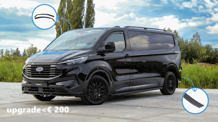 Bestelwagen met bumperplaat en zijwindgeleiders als betaalbare upgrade