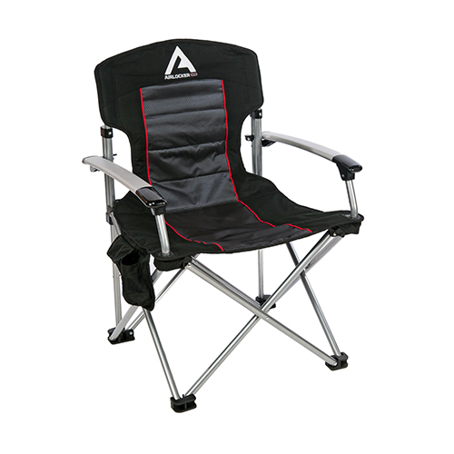 [10500111] Chaise de camping avec table latérale, noir